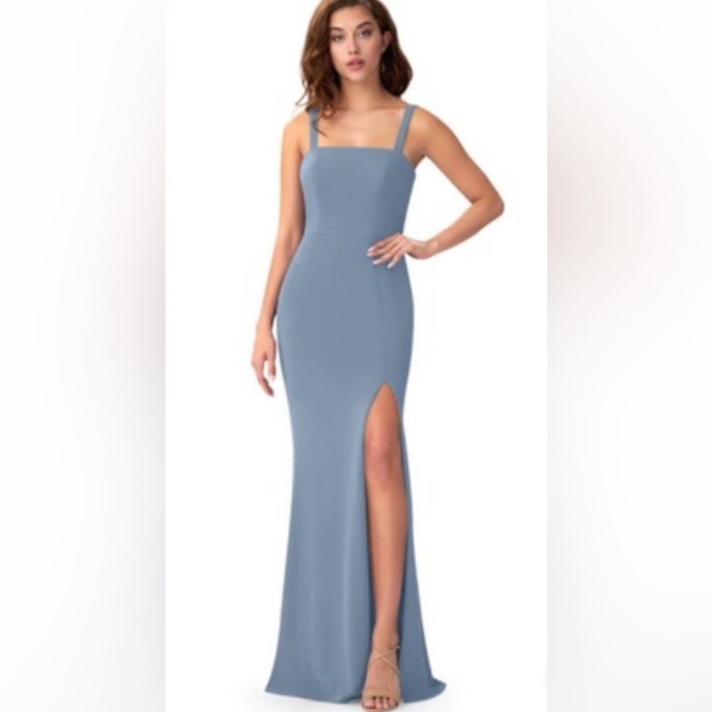 Azazie bridesmaids dress in dusty blue